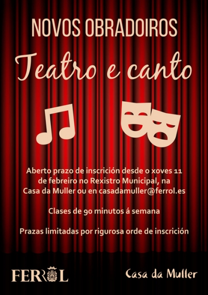 Novos obradoiros de teatro e canto